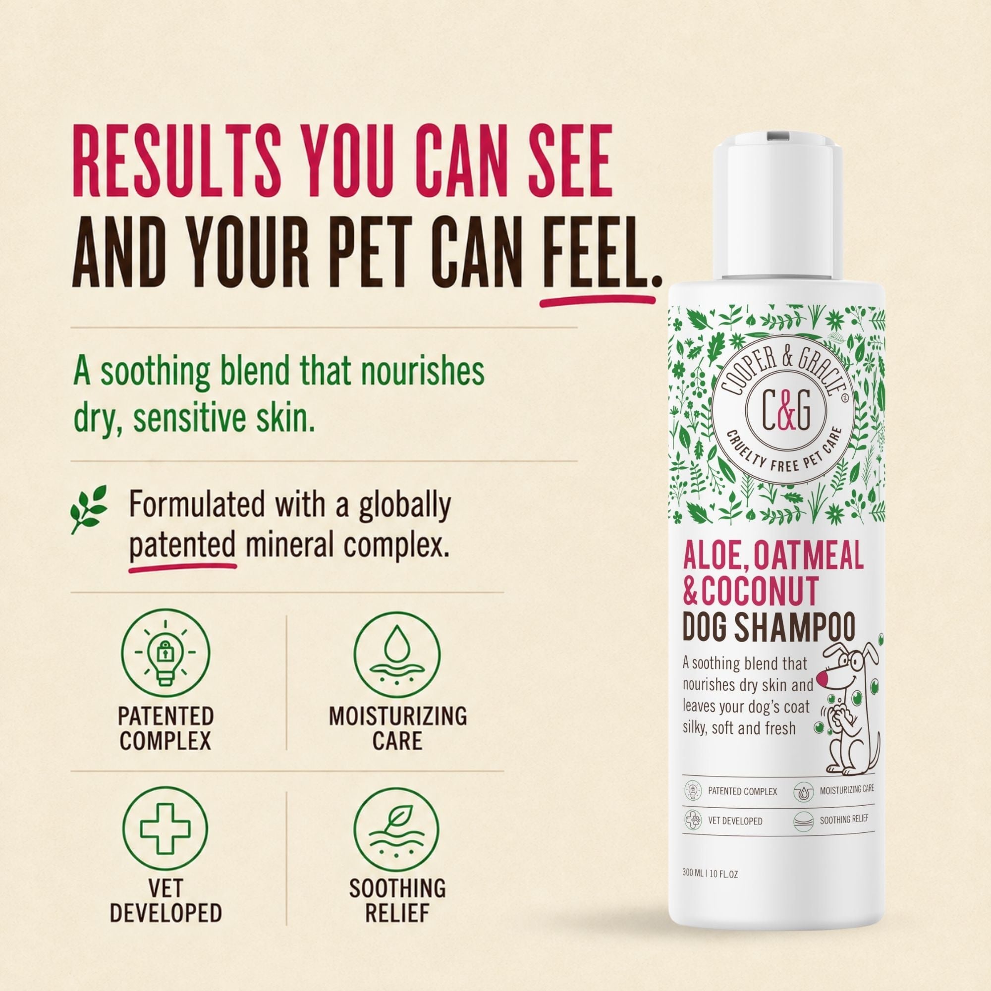 Cooper and Gracie Oatmeal Dog Shampoo with Aloe Vera and Coconut Oil