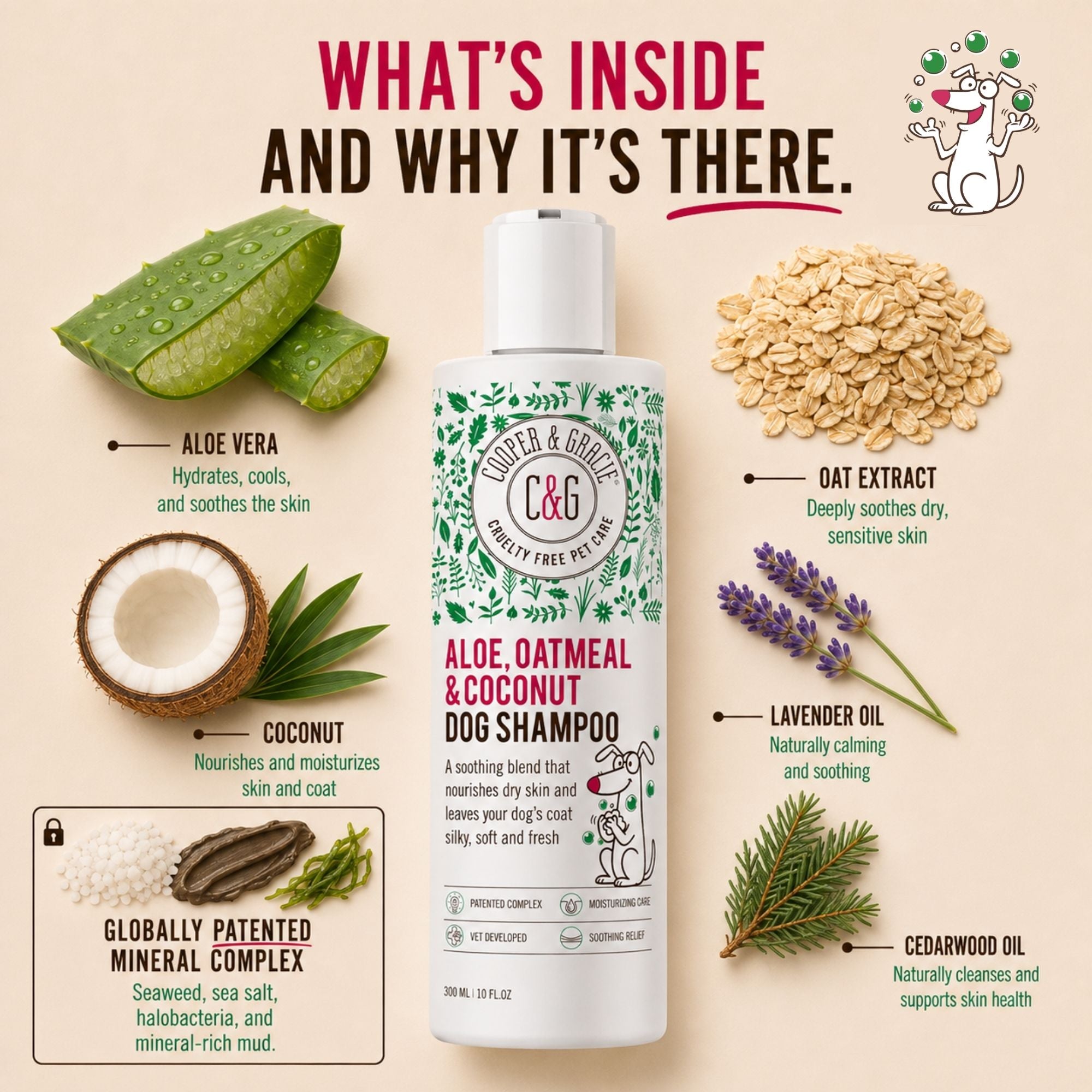 Cooper and Gracie Oatmeal Dog Shampoo with Aloe Vera and Coconut Oil