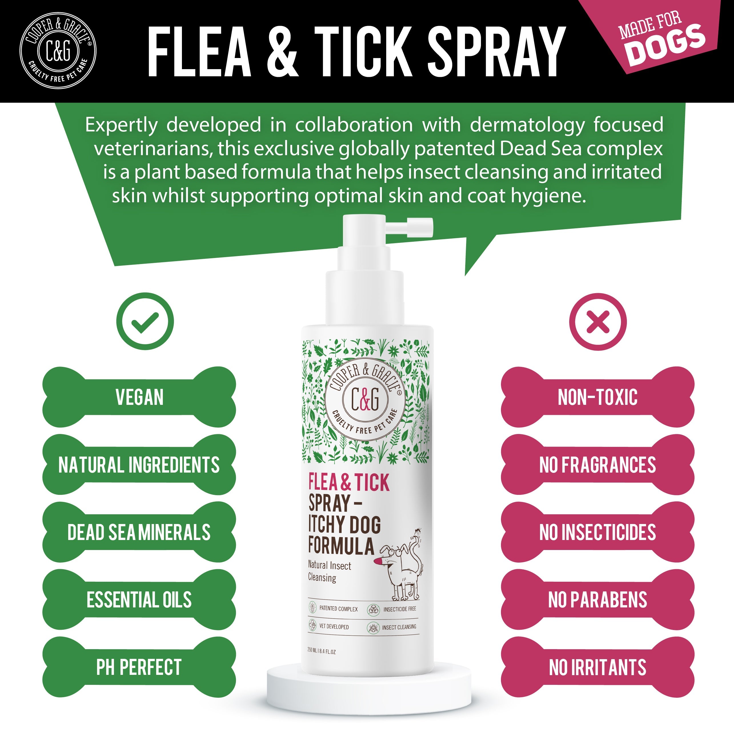 Flea & Tick Dog Spray – Dead Sea Formula – 250ml - US