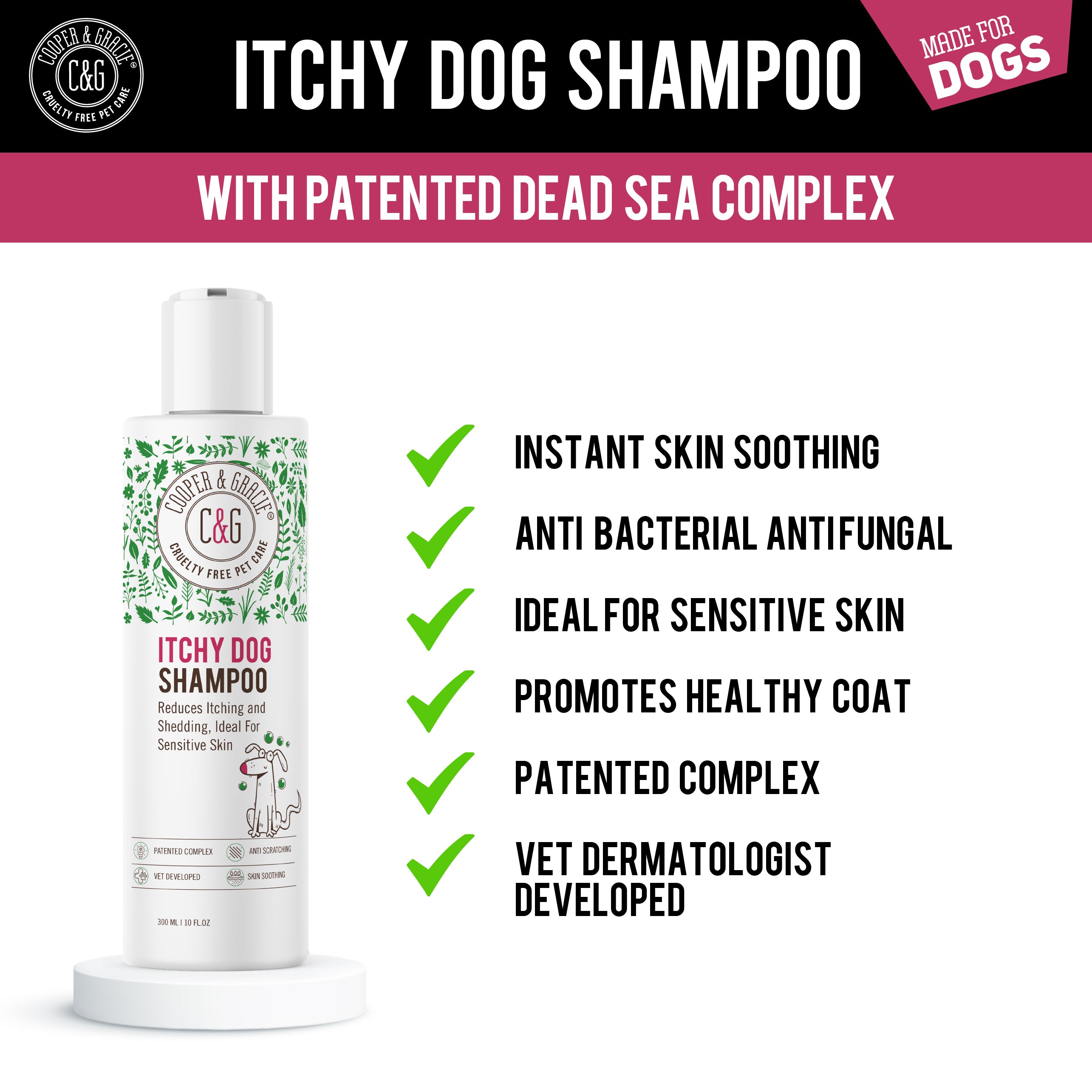 Dead Sea Itchy Dog Shampoo – 300ml | Anti-Itch, Antibacterial & Antifungal