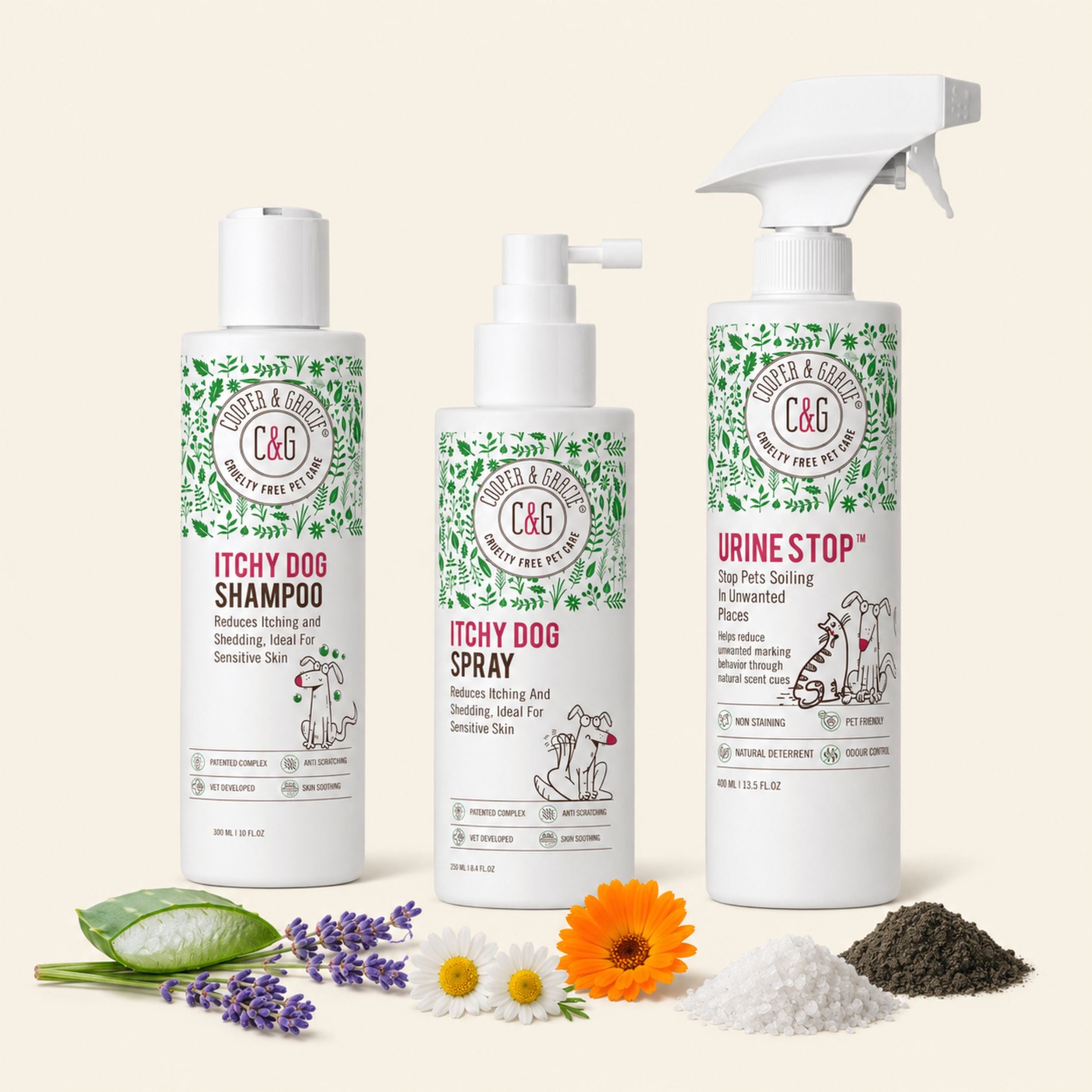 Urine Stop - Itchy Dog Shampoo - Itchy Dog Spray Value Bundle