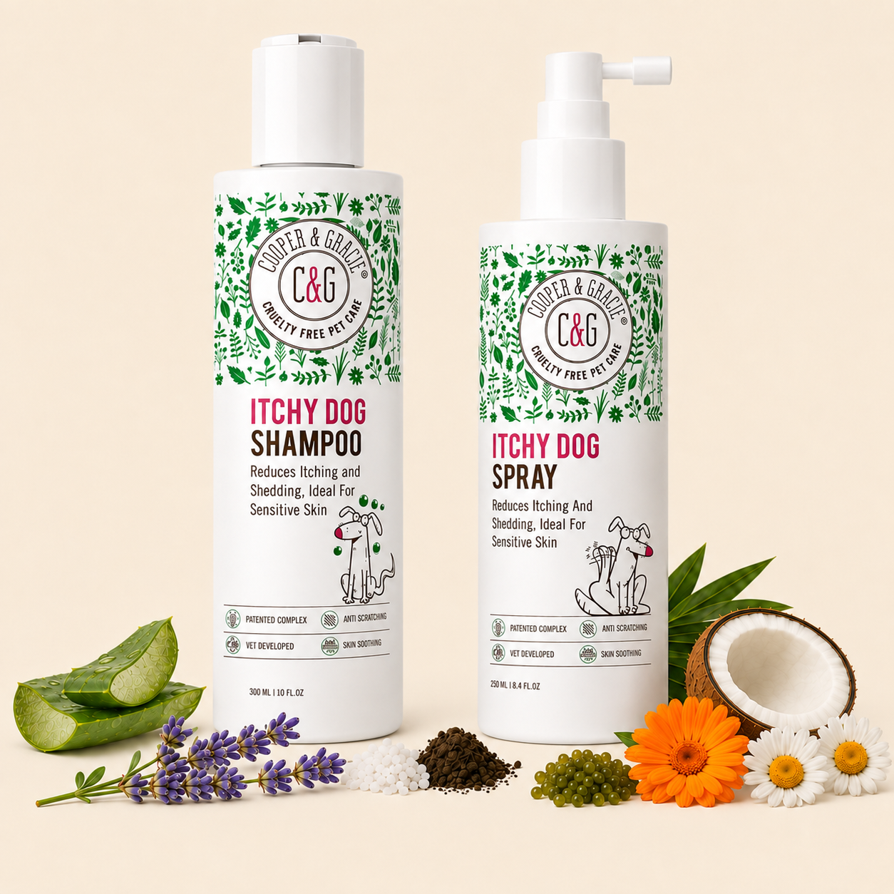 Dead Sea Itchy Dog Shampoo and Spray Bundle
