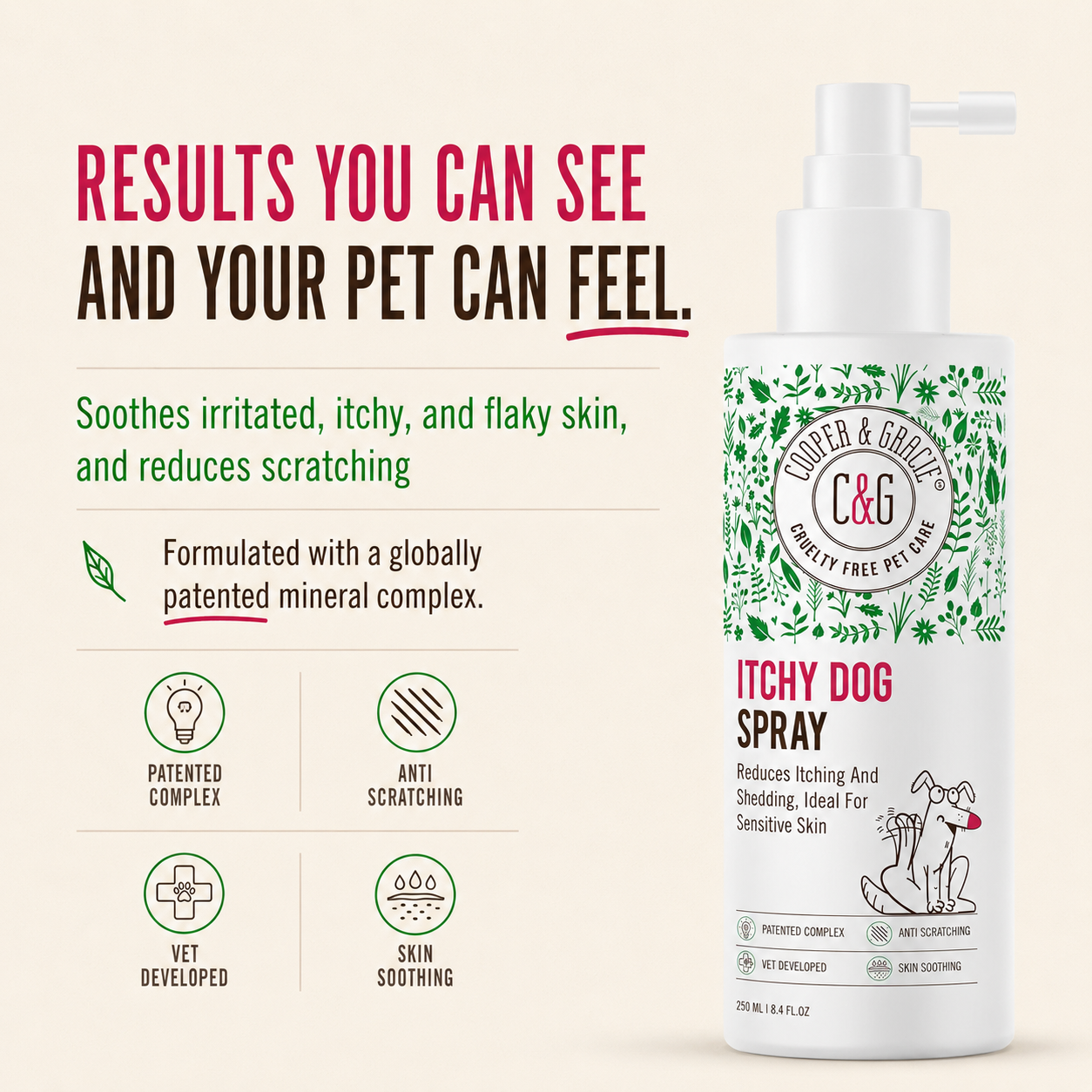 Dead Sea Itchy Dog Spray – 250ml – Soothes Itchy Skin Gently and Effectively