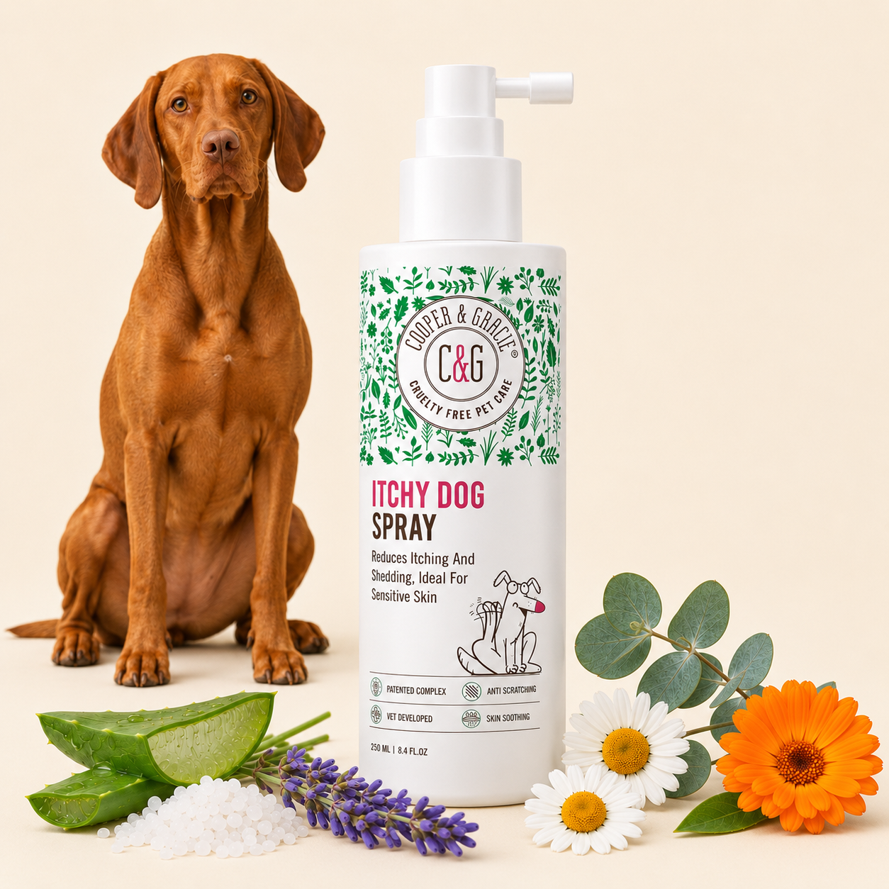 Dead Sea Itchy Dog Spray – 250ml – Soothes Itchy Skin Gently and Effectively