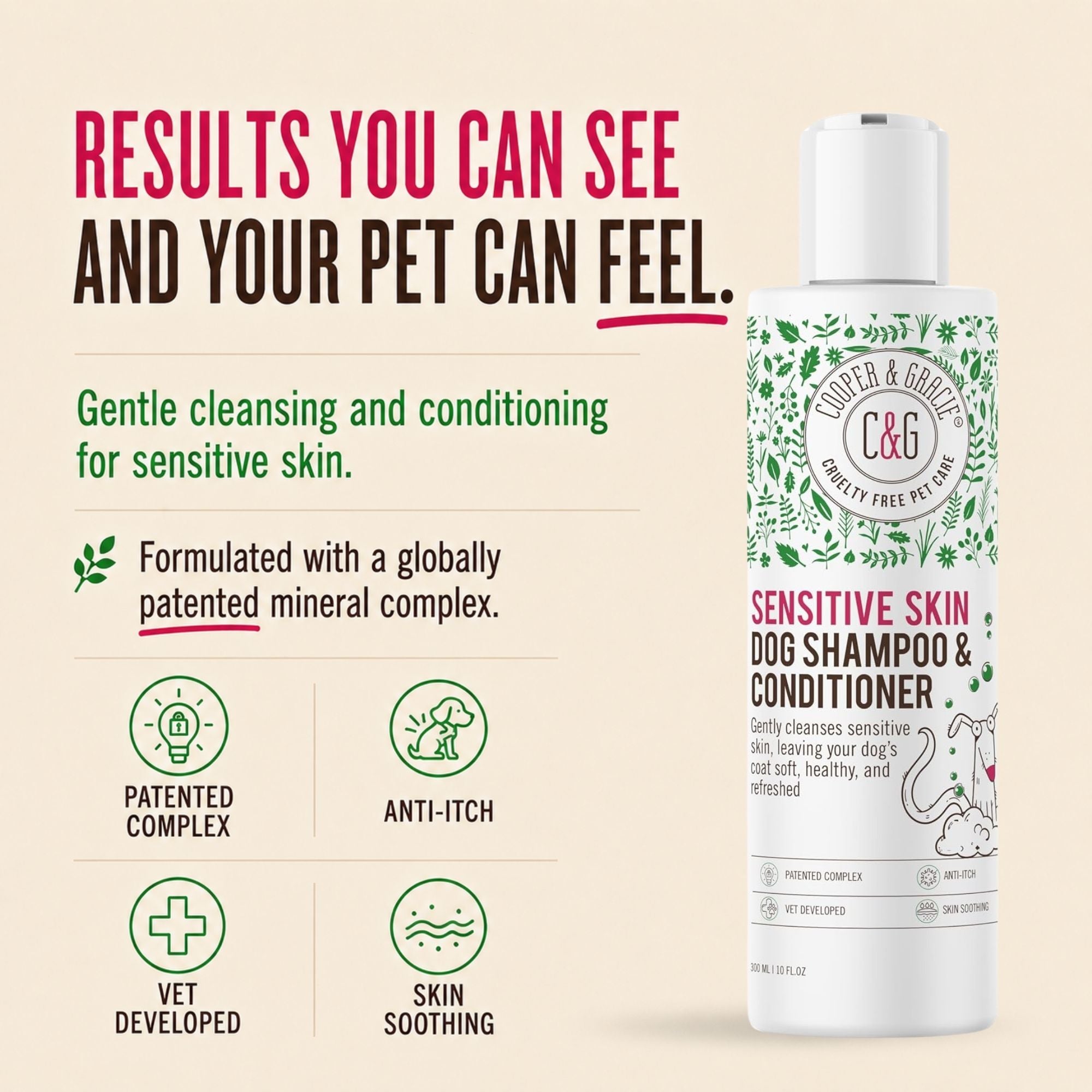 Cooper and Gracie Sensitive Skin Dog Shampoo and Conditioner in One