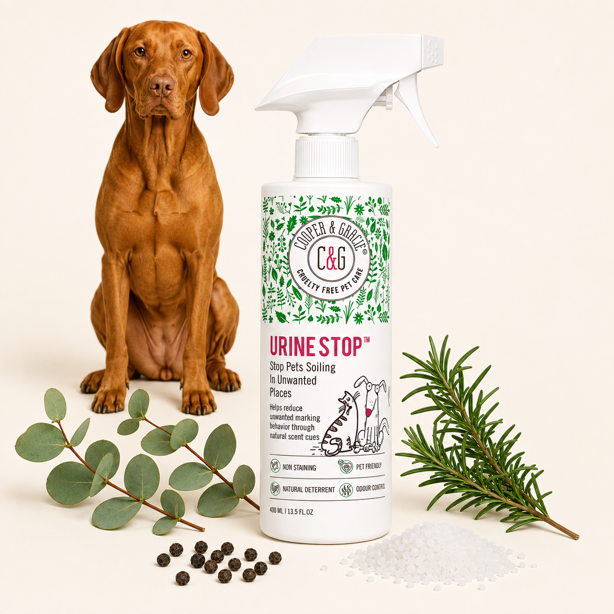 Urine Stop Pet Unwanted Indoor Urination & Marking Behavior Training Spray, Odor Neutralizer- Use Consistently, Not an Instant Fix, 400ml